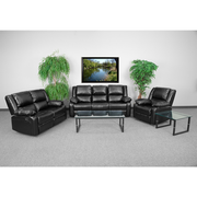 Flash Furniture BT-70597-RLS-SET-GG 3-Piece Black LeatherSoft Contemporary Design Harmony Series Reclining Sofa Set