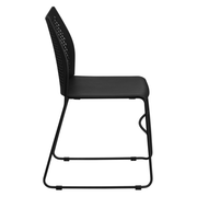 Flash Furniture RUT-498A-BLACK-GG Black Metal Frame Perforated Back Hercules Series Stacking Chair