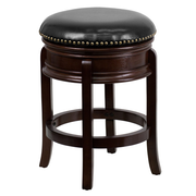 Flash Furniture TA-68824-CA-CTR-GG Black LeatherSoft Wood Frame with Cappuccino Finish Counter Height Swivel Bar Stool