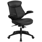 Flash Furniture BL-ZP-804-GG Black Padded Arms Heavy Duty Black Nylon Base Executive Swivel Office Chair