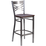 Flash Furniture XU-6F8B-CLR-BAR-WALW-GG Walnut Finish Seat Steel Frame With Clear Coat Finish Hercules Series Restaurant Bar Stool