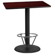 Flash Furniture XU-MAHTB-3042-TR24B-4CFR-GG Mahogany Laminate Rectangular Plastic Top PVC T-Mold Edge Table