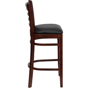 Flash Furniture XU-DGW0005BARLAD-MAH-BLKV-GG Black Vinyl Seat With Ladder Back Cherry Finish Beechwood Frame Hercules Series Restaurant Bar Stool