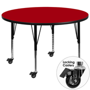 Flash Furniture XU-A42-RND-RED-T-P-CAS-GG 42" Dia. Round 17.4" - 25.4" Adjustable Height Red Activity Table