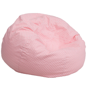 Flash Furniture DG-BEAN-LARGE-DOT-PK-GG Pink with White Dots Cotton Twill Oversized Bean Bag Chair