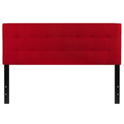 Flash Furniture HG-HB1704-Q-R-GG Red Queen Size Contemporary Style Black Metal Stands with Adjustable Bed Rail Slots Fabric Bedford Headboard