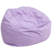 Flash Furniture DG-BEAN-LARGE-DOT-PUR-GG Lavander with White Dots Cotton Twill Oversized Bean Bag Chair