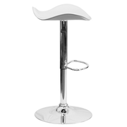 Flash Furniture CH-TC3-1002-WH-GG White Vinyl with Contemporary Style Backless Chrome Base Swivel Bar Stool