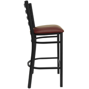 Flash Furniture XU-DG697BLAD-BAR-BURV-GG Burgundy Vinyl Seat With Ladder Back Steel Black Powder Coated Frame Hercules Series Restaurant Bar Stool