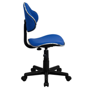 Flash Furniture BT-699-BLUE-GG Blue Armless Heavy Duty Black Nylon Base Low Back Design Ergonomic Swivel Task Chair
