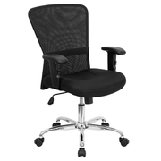 Flash Furniture GO-5307B-GG Black Fabric Padded Arms Mid Back Design Swivel Task/Computer Chair