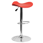 Flash Furniture CH-TC3-1002-RED-GG Red Vinyl with Contemporary Style Chrome Base Backless Swivel Bar Stool