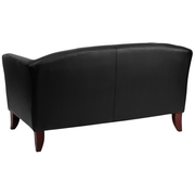 Flash Furniture 111-2-BK-GG Black LeatherSoft with Cherry Stained Wood Feet Hercules Imperial Series Reception Loveseat