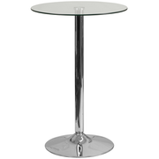 Flash Furniture CH-6-GG 23.5" Dia. Clear Glass Top Chrome Base with Protective Plastic Ring Round Table