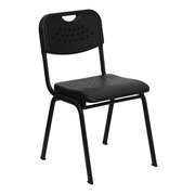 Flash Furniture RUT-GK01-BK-GG Black Metal Frame Carrying Handle Cutout Back Hercules Series Stacking Chair