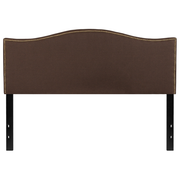 Flash Furniture HG-HB1707-Q-DBR-GG Dark Brown Queen Size Transitional Style Black Metal Stands with Adjustable Bed Rail Slots Fabric Lexington Headboard