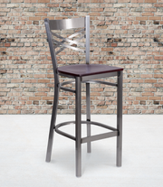 Flash Furniture XU-6F8B-CLR-BAR-MAHW-GG Mahogany Finish Seat Steel Frame With Clear Coat Finish Hercules Series Restaurant Bar Stool