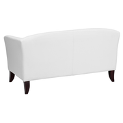 Flash Furniture 111-2-WH-GG White LeatherSoft with Cherry Stained Wood Feet Hercules Imperial Series Reception Loveseat