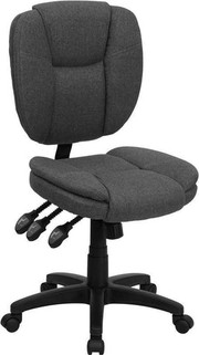 Flash Furniture GO-930F-GY-GG Gray Fabric Armless Mid Back Design Ergonomic Swivel Task Chair