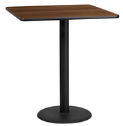 Flash Furniture XU-WALTB-3636-TR24B-GG Walnut Laminate Square Top PVC T-Mold Edge Table