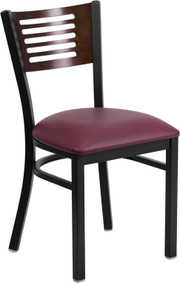 Flash Furniture XU-DG-6G5B-WAL-BURV-GG Slotted Walnut Finish Plywood Back Burgundy Vinyl Upholstered Seat Hercules Series Restaurant Chair