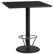 Flash Furniture XU-BLKTB-3636-TR24B-4CFR-GG Black Square Laminate Top PVC T-Mold Edge Table