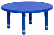 Flash Furniture YU-YCX-007-2-ROUND-TBL-BLUE-GG Blue Round Plastic Top Safety Rounded Corners Preschool Activity Table