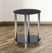 Flash Furniture HG-112348-GG 15.75" Dia. x 19.5" H Black Tempered Glass Top Round Riverside Collectioon End Table
