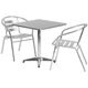 Flash Furniture TLH-ALUM-28SQ-017BCHR2-GG Steel Square Table Set with 2 Chairs