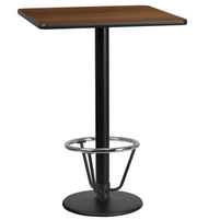 Flash Furniture XU-WALTB-3030-TR18B-3CFR-GG Walnut Laminate Square Top PVC T-Mold Edge Table