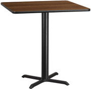 Flash Furniture XU-WALTB-4242-T3333B-GG Walnut Laminate Square Top PVC T-Mold Edge Table
