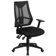 Flash Furniture HL-0017-GG 250 Lb. Black Fabric Padded Arms Swivel Task Chair