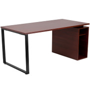 Flash Furniture NAN-JN-2108-GG 63" W x 31.5" D x 28.88" H Mahogany Laminate Finish Top Computer Desk