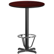 Flash Furniture XU-RD-30-MAHTB-T2222B-3CFR-GG Mahogany Laminate Round Top PVC T-Mold Edge Table