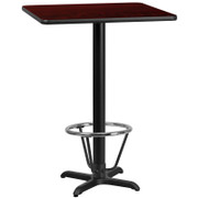 Flash Furniture XU-MAHTB-3030-T2222B-3CFR-GG Mahogany Laminate Square Plastic Top PVC T-Mold Edge Table