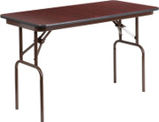 Flash Furniture YT-2448-MEL-WAL-GG 48" W x 24" D x 30" H Melamine Laminate Mahogany Top Rectangular Folding Table