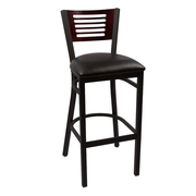 JMC Furniture JONES RIVER SERIES BARSTOOL VINYL Black Powder Coat Finish Vinyl Seat Metal Frame Slotted Back Jones River Series