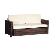 JMC Furniture ESPRESSO DOUBLE COUCH 66" W x 26" H Synthetic Espresso Weave Aluminum Frame with Cushions Double Couch