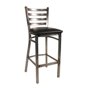 JMC Furniture WHITE HORSE BARSTOOL VINYL Black Powder Coat Finish Vinyl Seat Metal Frame with Ladder Back White Horse Barstool