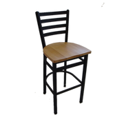 JMC Furniture WHITE HORSE BARSTOOL WOOD Black Powder Coat Finish Wood Seat Metal Frame with Ladder Back White Horse Barstool