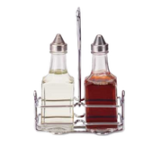 Vollrath 68028 5 Oz. Square Glass Jars with Metal Cap Dripcut Oil & Vinegar Cruet Set (6 Set Per Case)