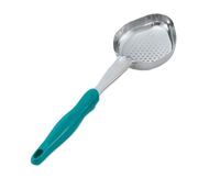 Vollrath 6422655 6 Oz. Stainless Steel Nylon Handle Coded Teal Heavy Duty Perforated Oval Bowl Spoodle