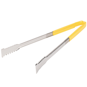 Vollrath 4791650 16" Yellow Ergonomic Antimicrobial Kool Touch Handle Gripper Teeth Flattened Ends Springless Stainless Steel One-Piece VersaGrip Tongs
