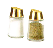 Vollrath 802G-12 2 Oz. Gold Sloped Cap Glass Round Bottom Jar Dripcut Continental Collection Salt & Pepper Shaker (12 Each Per Case)