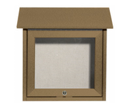 AARCO OPLD1818-8 18" W x 5.5" D x 18" H Weathered Wood Plastic Lumber Frame Vinyl Covered Cork Tackboard Surface Slimline Message Center