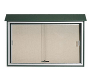 AARCO PLDS3045-4 45" W x 5.5" D x 30" H Green Plastic Lumber Frame Vinyl Covered Cork Tackboard Surface Message Center