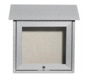 AARCO OPLD1818-2 18" W x 5.5" D x 18" H Light Grey Plastic Lumber Frame Vinyl Covered Cork Tackboard Surface Slimline Message Center