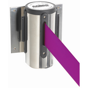 AARCO WM-7CPU 7" H Chrome Casing Wall Mounted Form-A-Line System with 7' Retractable Purple Belt