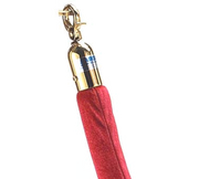AARCO Tr-12 8' Red Velour Form-A-Line Rope with Polished Brass Snap Hook