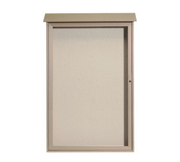 AARCO PLD5438-8 38" W x 5.5" D x 54" H Weathered Wood Plastic Lumber Frame Vinyl Covered Cork Tackboard Surface Message Center